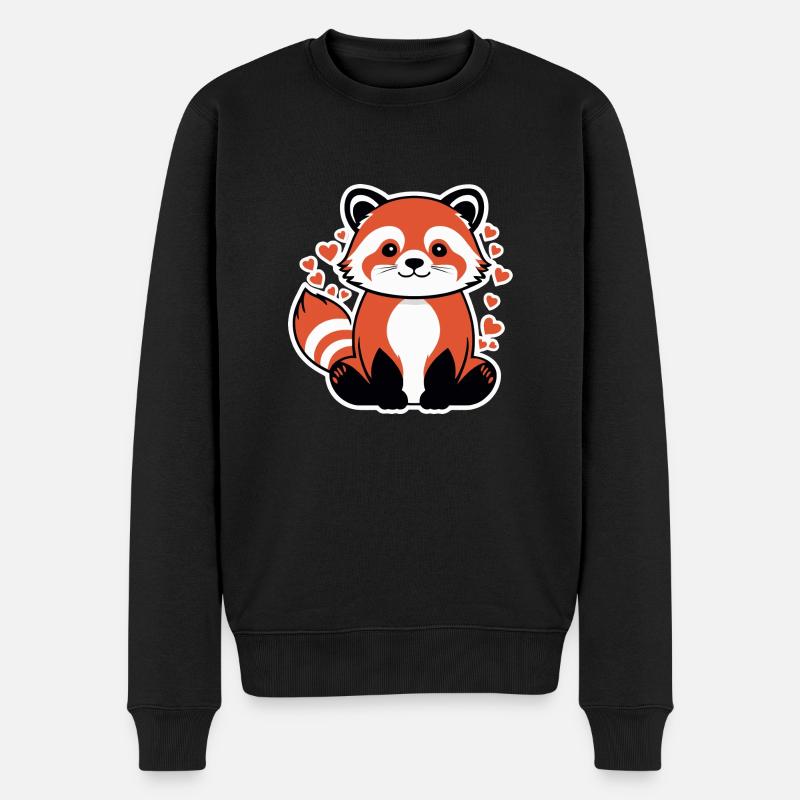 Heartfelt Red Panda - Männer Premium Bio Pullover - Schwarz