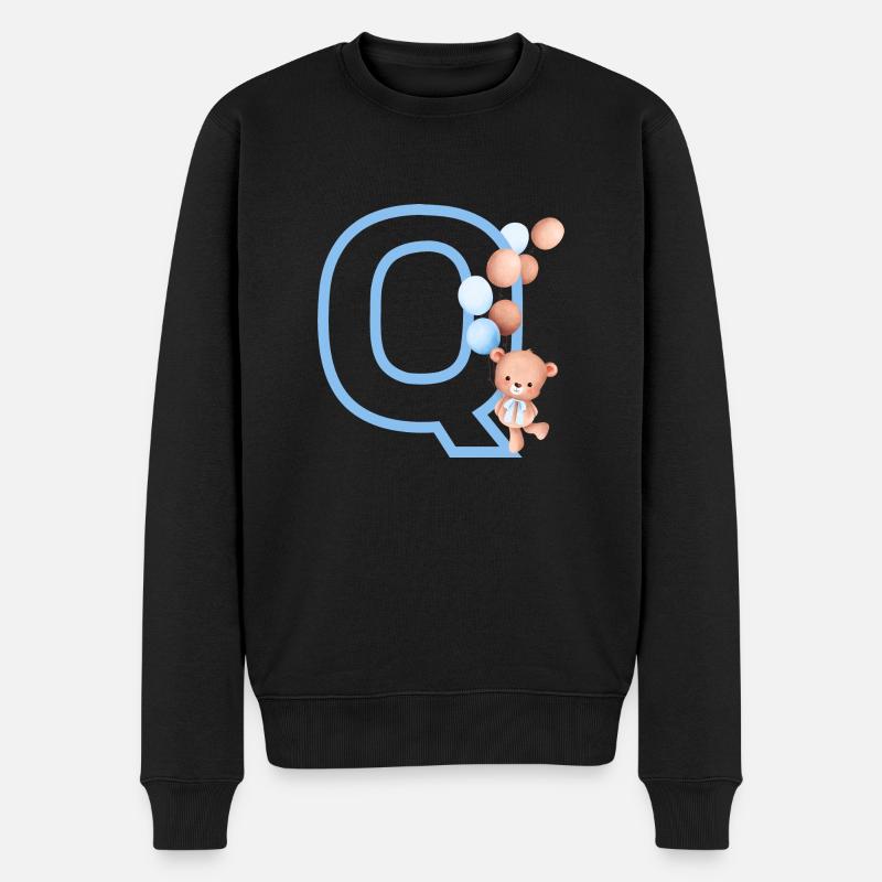 Lettre q bleue ours - Pull Premium bio Homme - noir