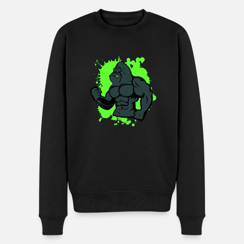 Gorille fort animal - Pull Premium bio Homme - noir