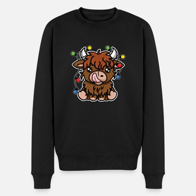 Vache Highland pour Noël - Pull Premium bio Homme - noir