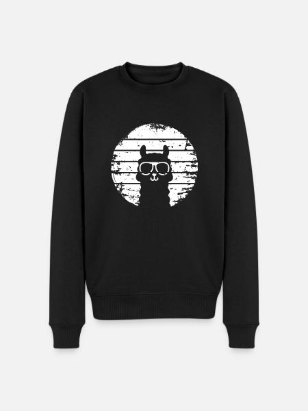 retro sunset lama - Männer Premium Bio Pullover - Schwarz