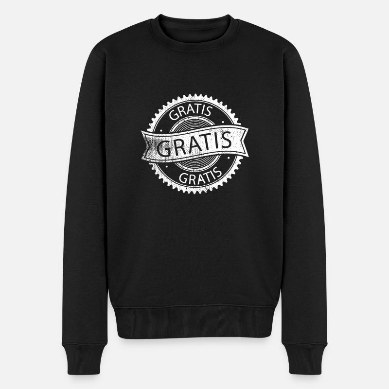 Gratis Aufkleber - Männer Premium Bio Pullover - Schwarz