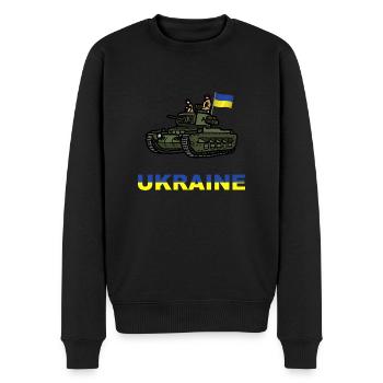 Ukrainischer Panzer - Unterstützung für die Ukraine - Männer Premium Bio Pullover - Schwarz - Vorne - Nico (187cm)