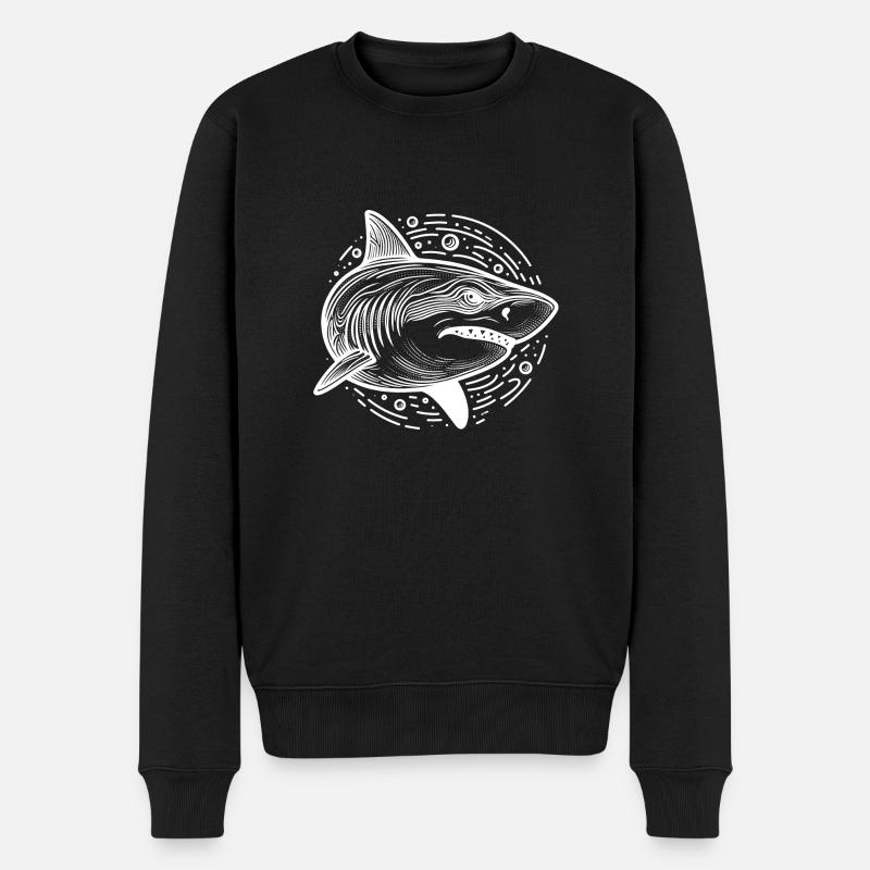 Shark Drawing Circle - Men's Premium Organic Jumper - black