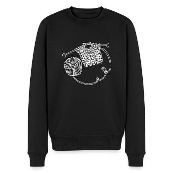 Stricken Handarbeit Skizze - Männer Premium Bio Pullover - Schwarz - Vorne - Nico (187cm)