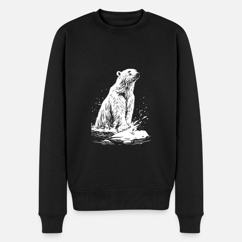 Ours blanc - Pull Premium bio Homme - noir