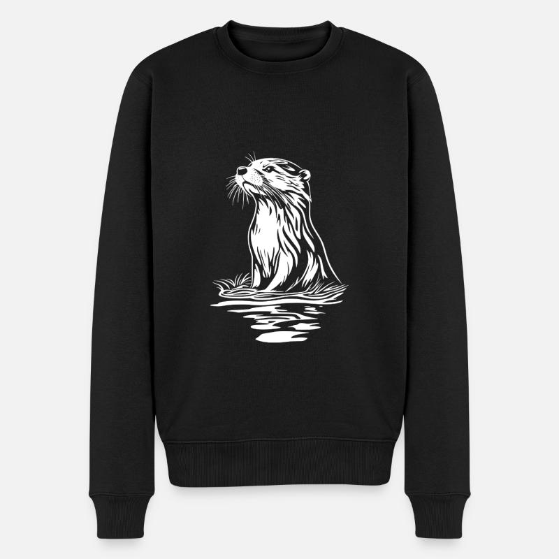 Otter Minimal - Männer Premium Bio Pullover - Schwarz