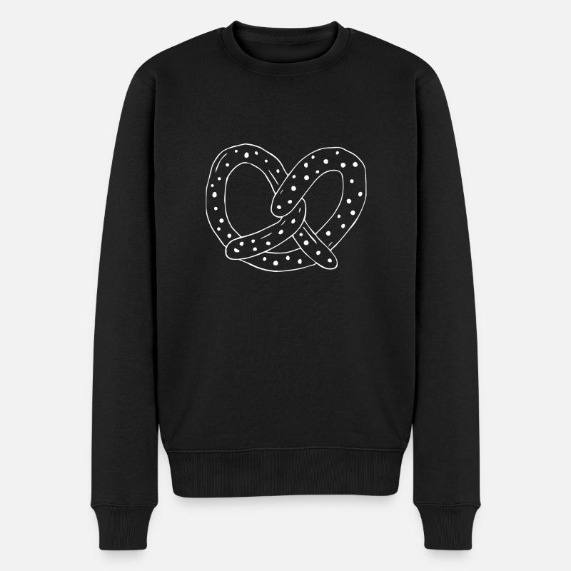 Brezel Skizze Snack - Männer Premium Bio Pullover - Schwarz