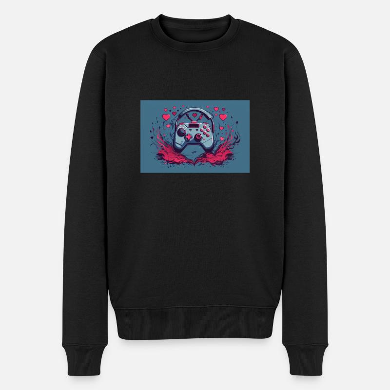 einen Gaming-Controller - Männer Premium Bio Pullover - Schwarz