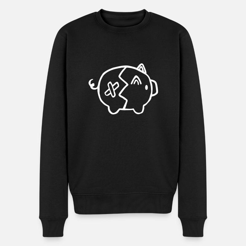 Sparschwein zerbrochen Geld - Männer Premium Bio Pullover - Schwarz