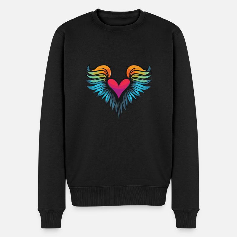 Coeur Ailes Ange Amour - Pull Premium bio Homme - noir