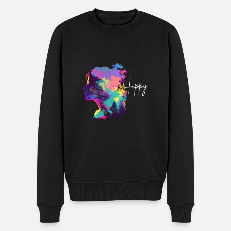 Happy Colorful Woman Design - Pull Premium bio Homme - noir