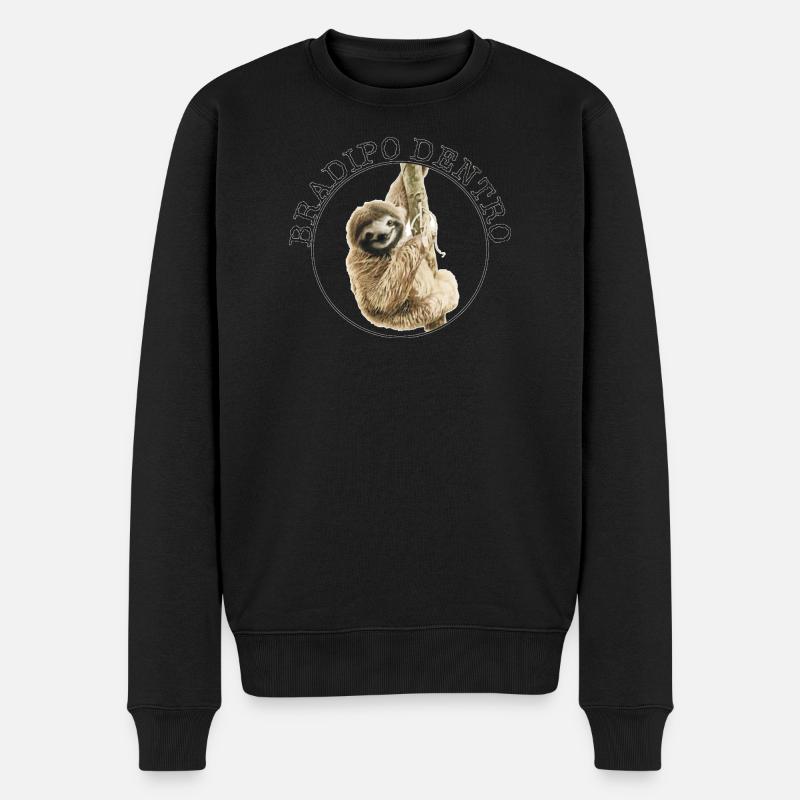 Faultier Innen für weißes T-Shirt - Männer Premium Bio Pullover - Schwarz