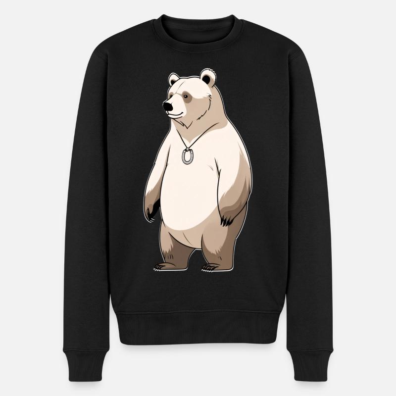 Polarbär Cartoon Halskette - Männer Premium Bio Pullover - Schwarz