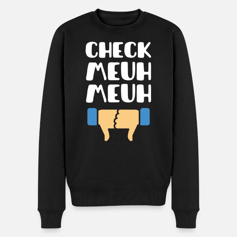 Check meuh meuh - Männer Premium Bio Pullover - Schwarz