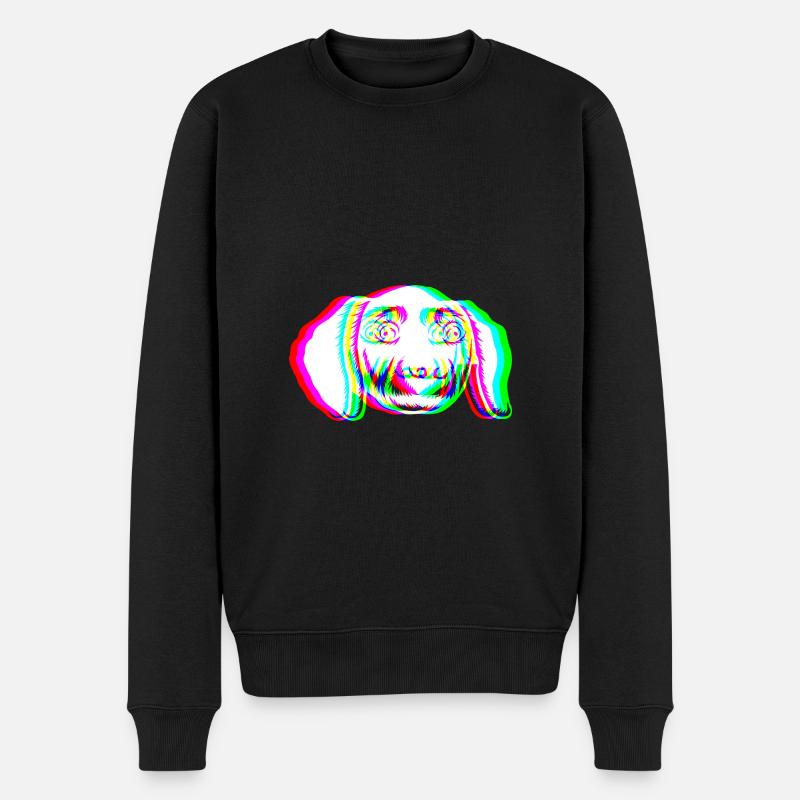 EDM - Chien - Glitch Rave Style - Pull Premium bio Homme - noir