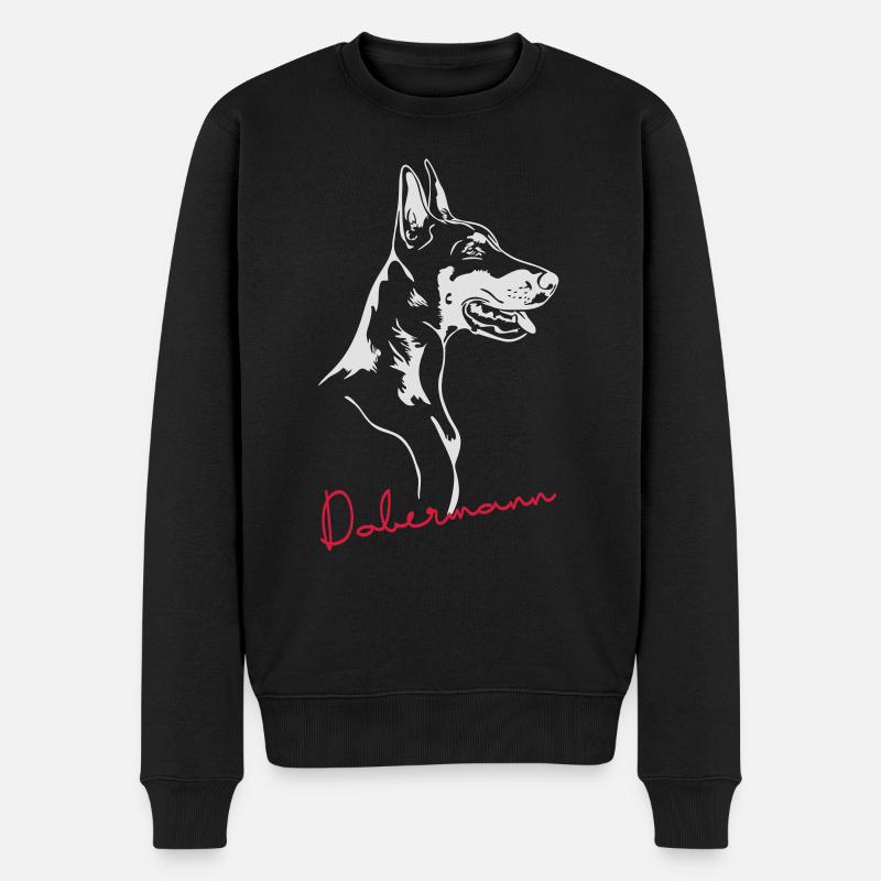 Dobermann Hundeportrait Hund Hunde Wilsigns - Männer Premium Bio Pullover - Schwarz