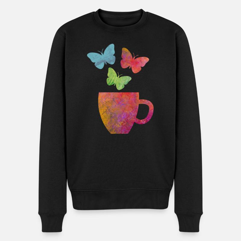 J’adore le café et le papillon - Pull Premium bio Homme - noir