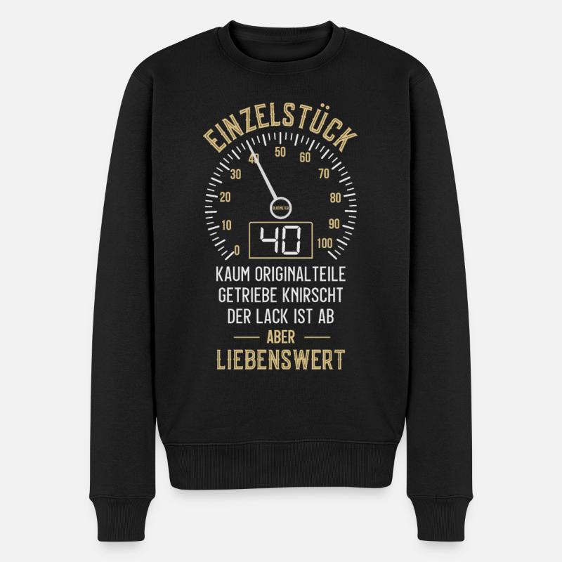 40. GEBURTSTAG EINZELSTÜCK TACHO 1983 OLDOMETER - Männer Premium Bio Pullover - Schwarz