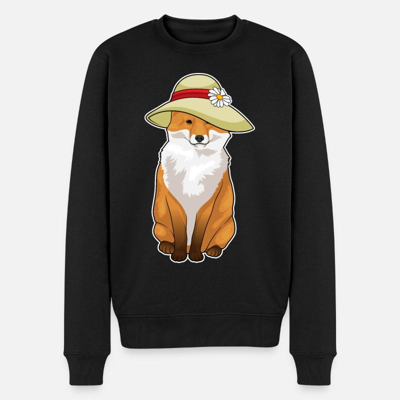 Fox Hat Flower - Men's Premium Organic Jumper - black