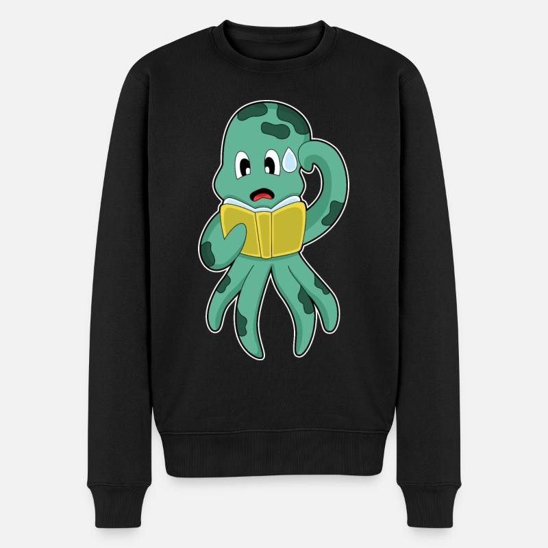 Octopus Nerd Book - Men's Premium Organic Jumper - black