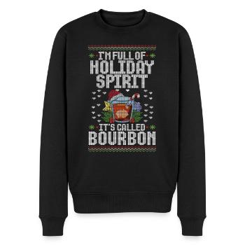 Noël Je suis plein de bourbon de l’ des fêtes - Pull Premium bio Homme - noir - Devant - Nico (187cm)
