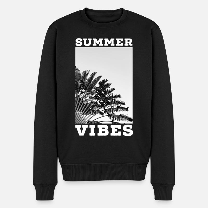 SUMMER VIBES 5 - Palm Tree - Sommer Sonne - Männer Premium Bio Pullover - Schwarz