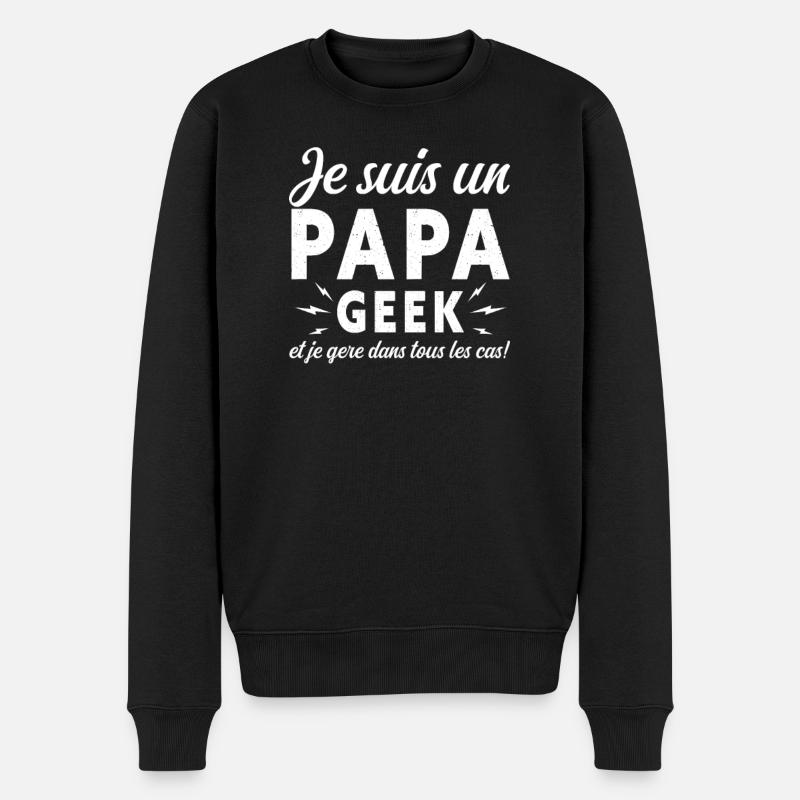 Papa GEEK - Pull Premium bio Homme - noir