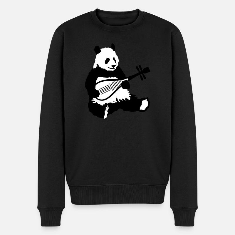 Music Panda - Männer Premium Bio Pullover - Schwarz