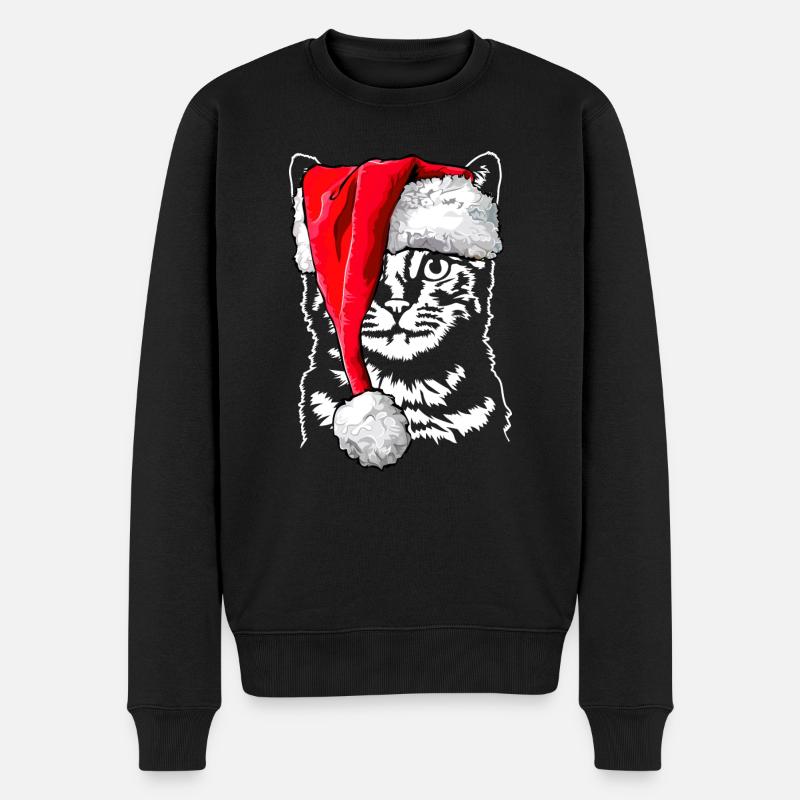 Santa KATZE Merry Christmas Katzen Wilsigns - Männer Premium Bio Pullover - Schwarz