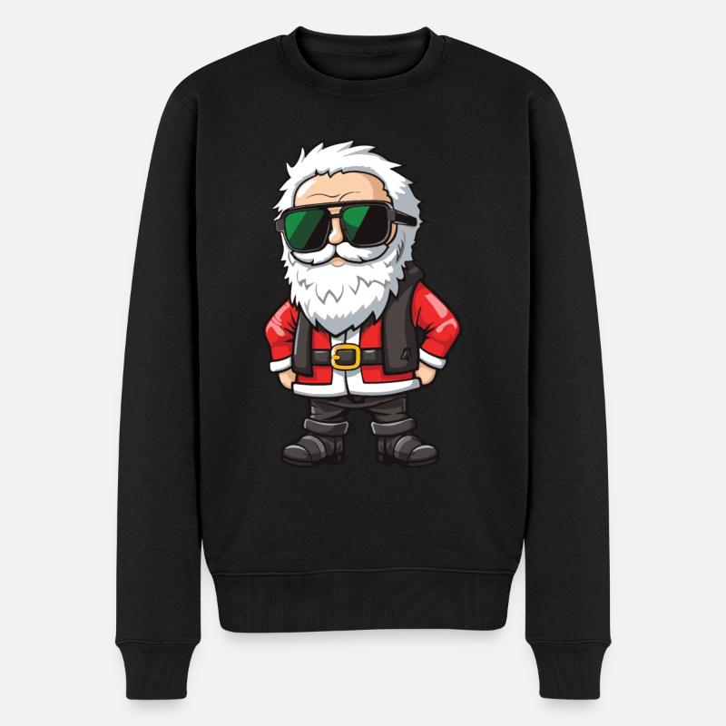 Weihnachtsmann Comic Santa - Männer Premium Bio Pullover - Schwarz