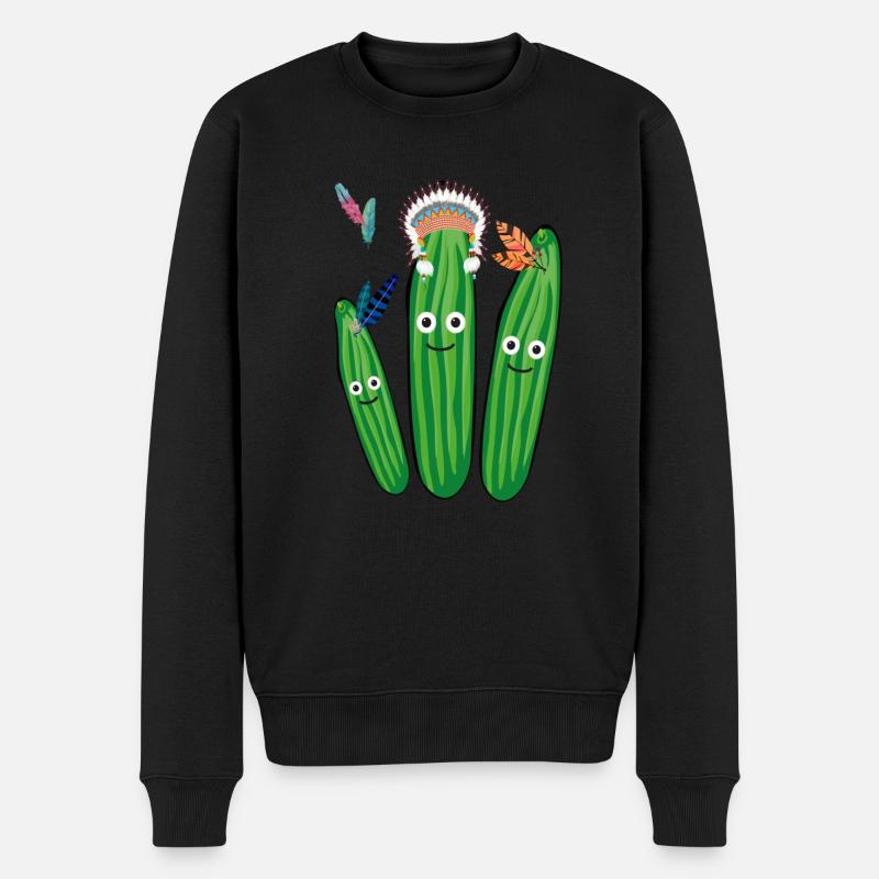 gurken,gurke,indianer, Federn, federschmuck - Männer Premium Bio Pullover - Schwarz