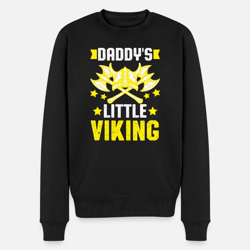 Daddys little Viking - Männer Premium Bio Pullover - Schwarz