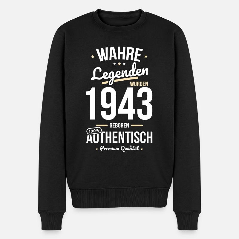 80. Geburtstag - Legenden wurden 1943 - Männer Premium Bio Pullover - Schwarz