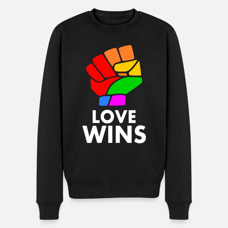 Love wins - Männer Premium Bio Pullover - Schwarz