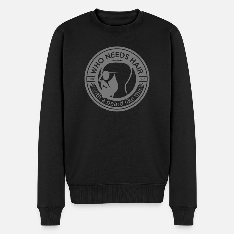 qui a besoin de cheveux avec une barbe comme ça - Pull Premium bio Homme - noir