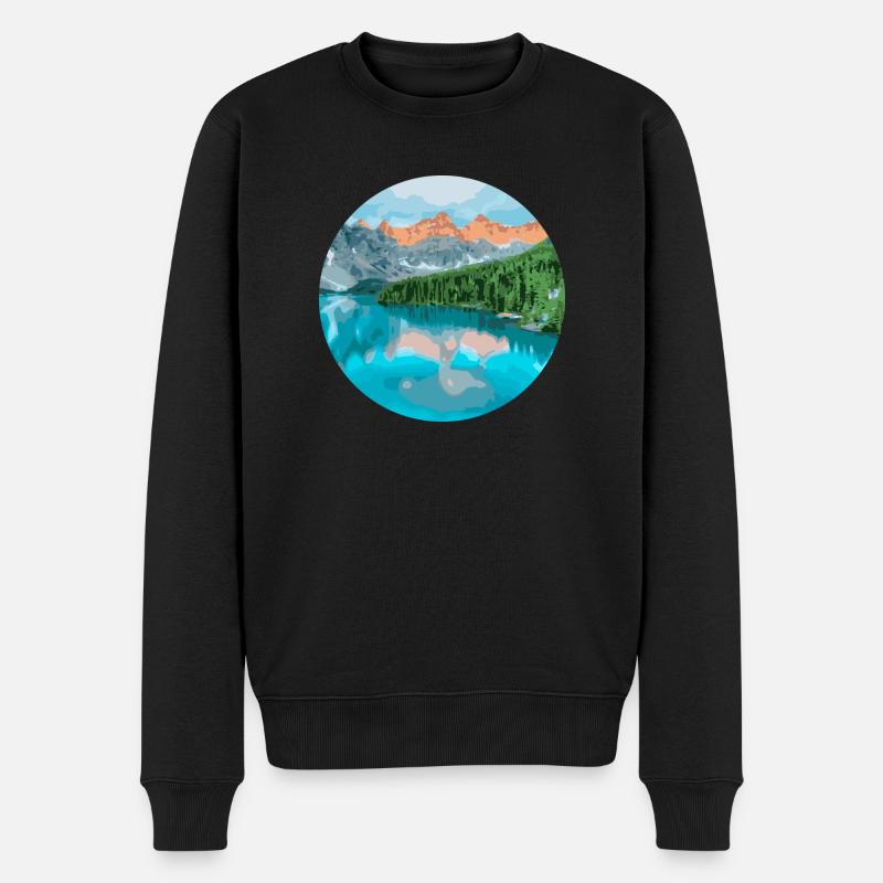 Berge und See - Männer Premium Bio Pullover - Schwarz