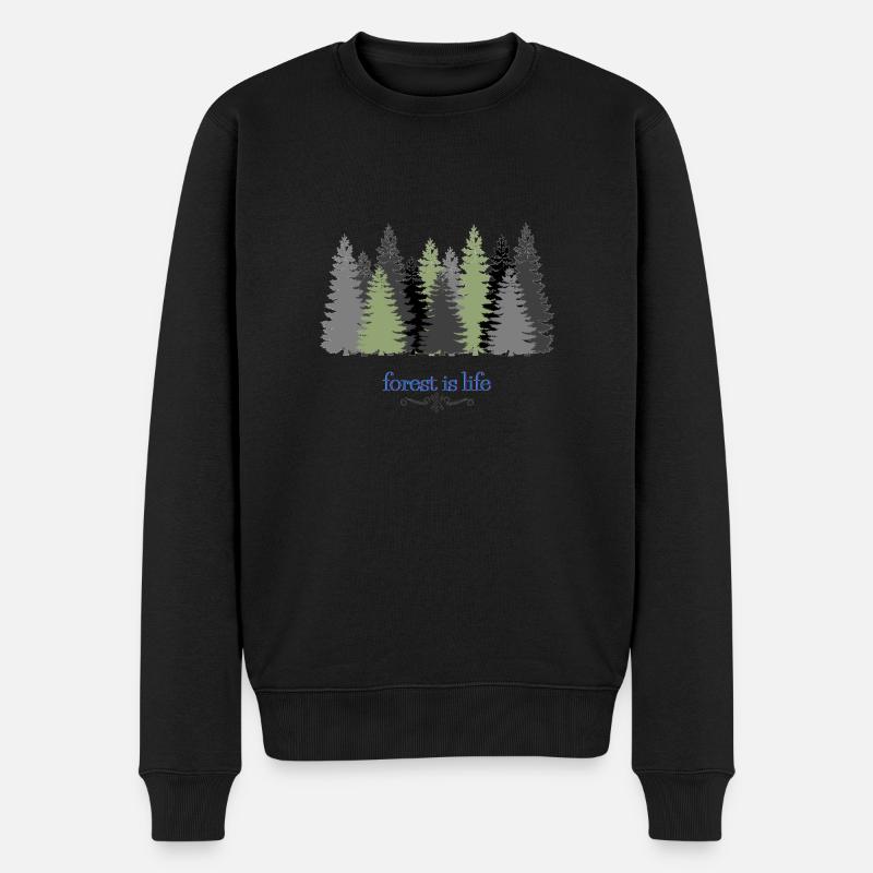 natürlich-Wald-Illustration - Männer Premium Bio Pullover - Schwarz