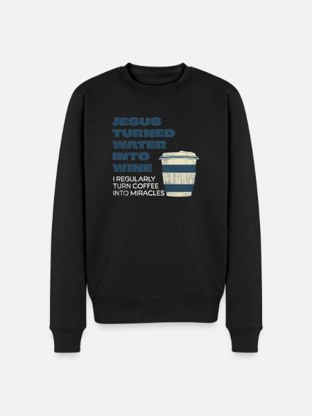 Jezus veranderde water in wijn - Grappige christen - Mannen Premium Bio sweater - zwart