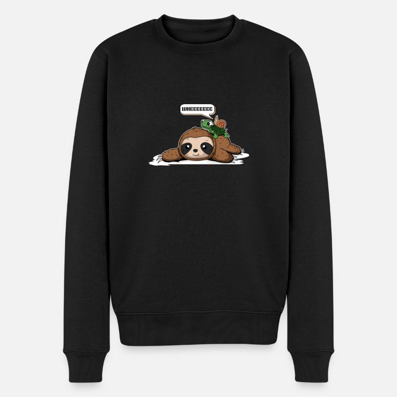 Sloth Turtle Snail Funny Sloth Cute Sloth - Männer Premium Bio Pullover - Schwarz
