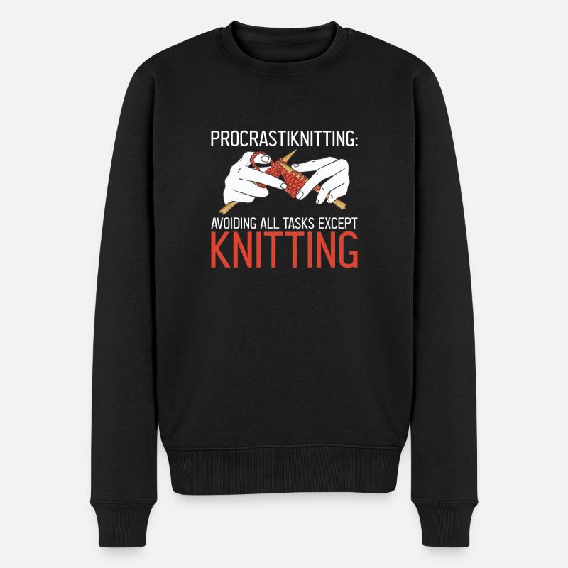 Procrastiknitting Knitters Funny Knitting Lover - Männer Premium Bio Pullover - Schwarz