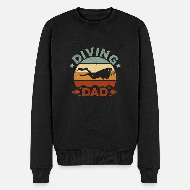 Diving Dad Retro Diving Dive Apnoe Scuba Diver Und - Männer Premium Bio Pullover - Schwarz