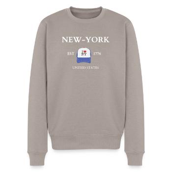 NEW YORK - Men's Premium Organic Jumper - taupe - Front - Nico (187cm)