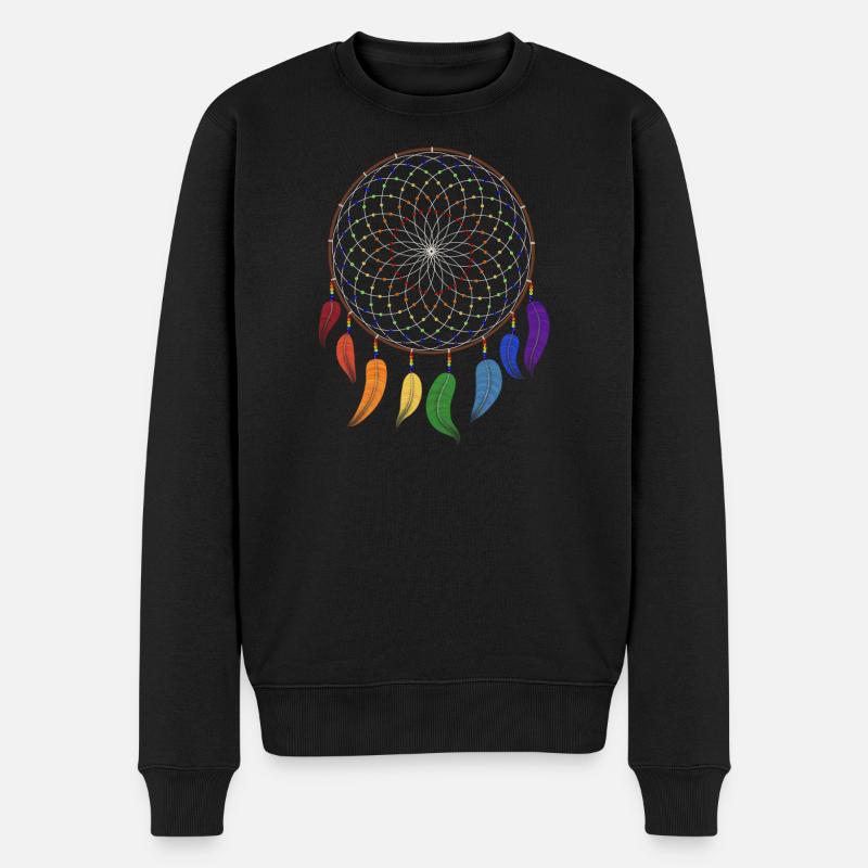 Traumfänger Regenbogen Chakra - Männer Premium Bio Pullover - Schwarz