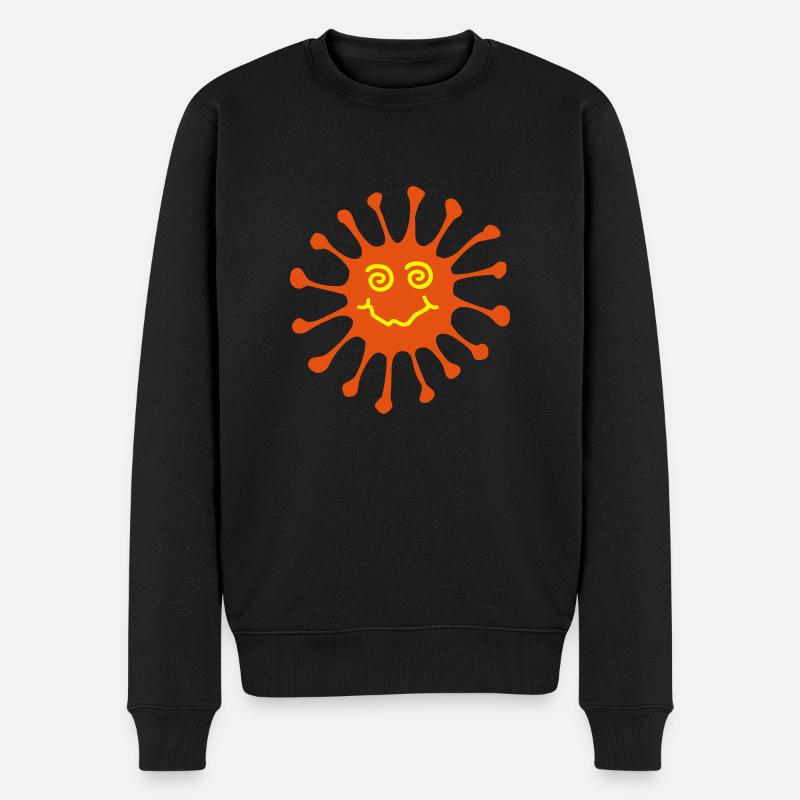 lächelnde Sonne - Männer Premium Bio Pullover - Schwarz