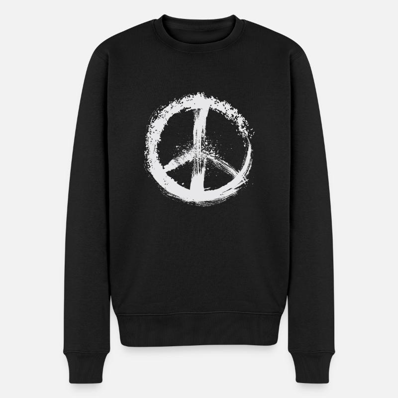 Symbole de paix blanc - Pull Premium bio Homme - noir