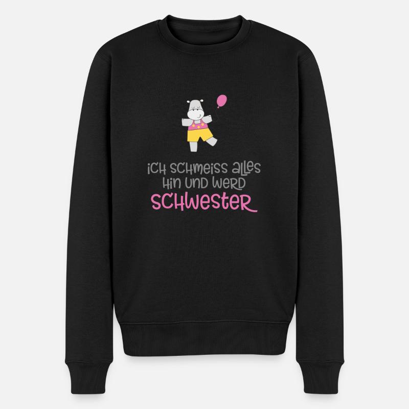 Schwester - Männer Premium Bio Pullover - Schwarz