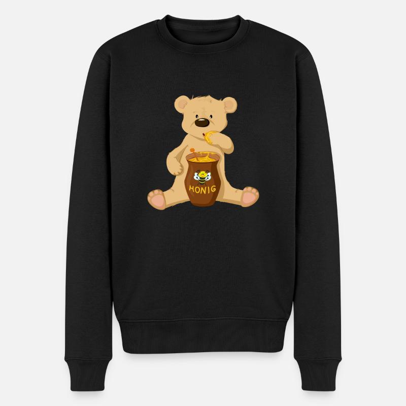 Bär mit Honig - Männer Premium Bio Pullover - Schwarz