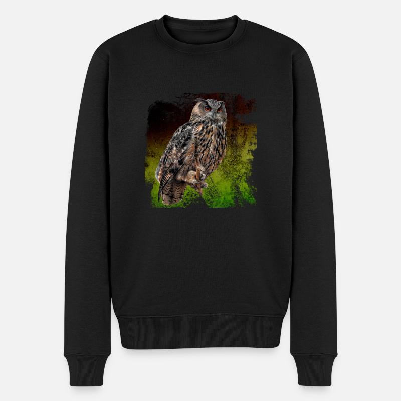 Der Uhu ist die größte heimische Eulen Art. - Männer Premium Bio Pullover - Schwarz
