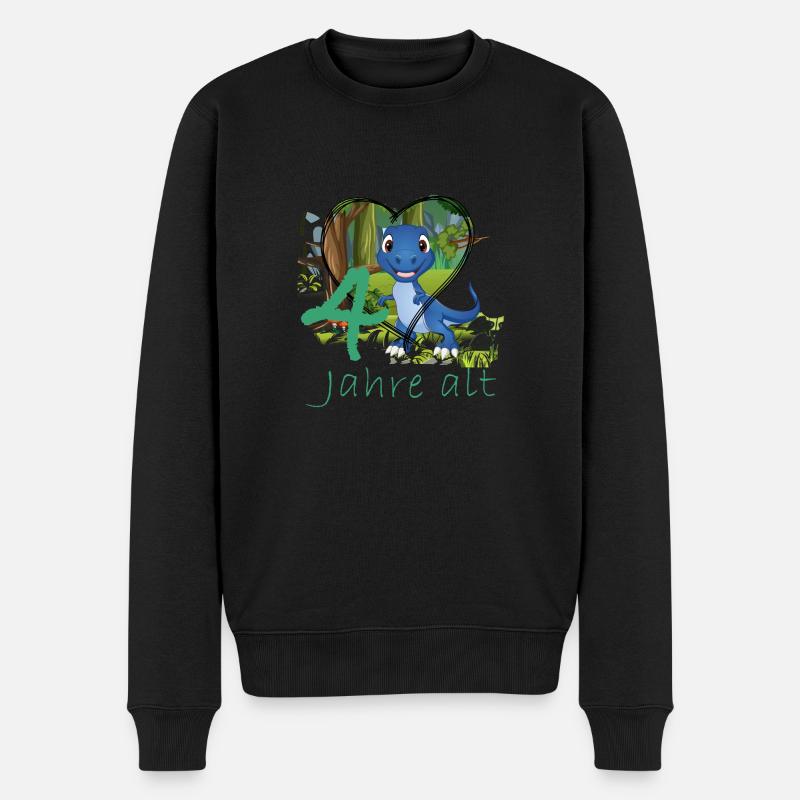 T-Rex 4 Jahre alt - Männer Premium Bio Pullover - Schwarz